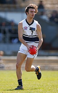 TAC CUP 2017 Final - Oakleigh Chargers v Northern Knights MELBOURNE, AUSTRALIA - SEPTEMBER 09: Jack Petruccelle of the Knights runs with the ball during the TAC Cup Final between Oakleigh and Northern Knights at Victoria Park on September 9, 2017 in Melbourne, Australia. (Photo by Daniel Pockett/AFL Media/Getty Images)
